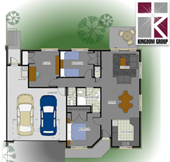 Kowhai (double garage) - 2 bedroom, 1 bathroom, study and double garage community village home for sale.