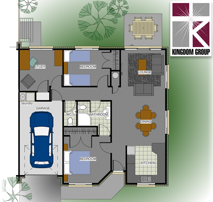 Kowhai - Two Bedroom, one bathroom,  with study and garage freehold home available for sale in Bay of Plenty, NZ.