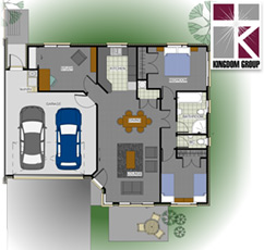 Rata (double garage, version 1)- 2 bedroom, 1 bathroom, study and double garage community village home for sale in Tauranga.