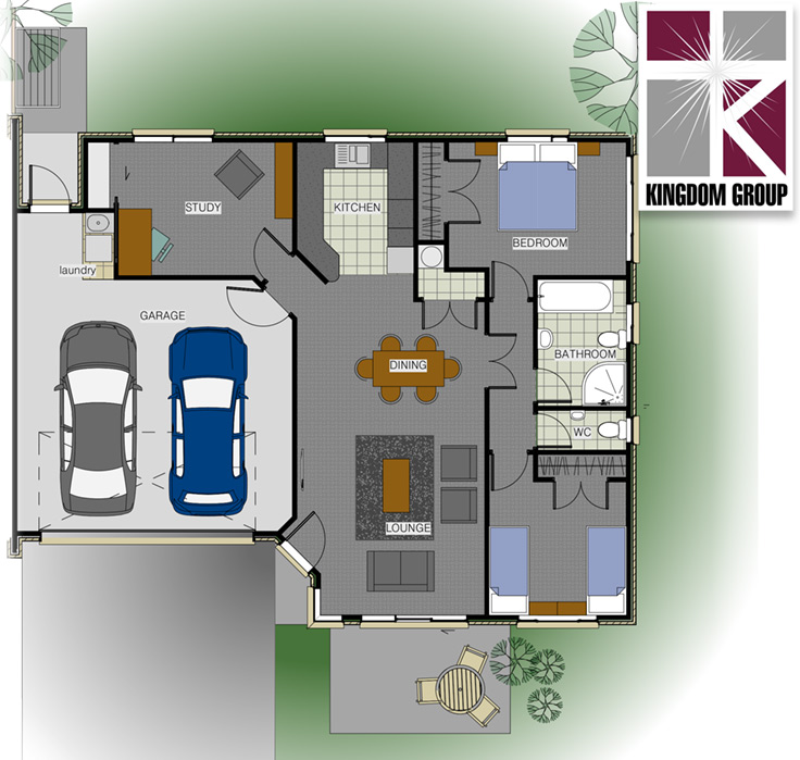 Rata (Double Garage, Version One) 2 Bedroom, 1 Bathroom,  freehold home with study and double garage available for sale in Bay of Plenty, NZ.