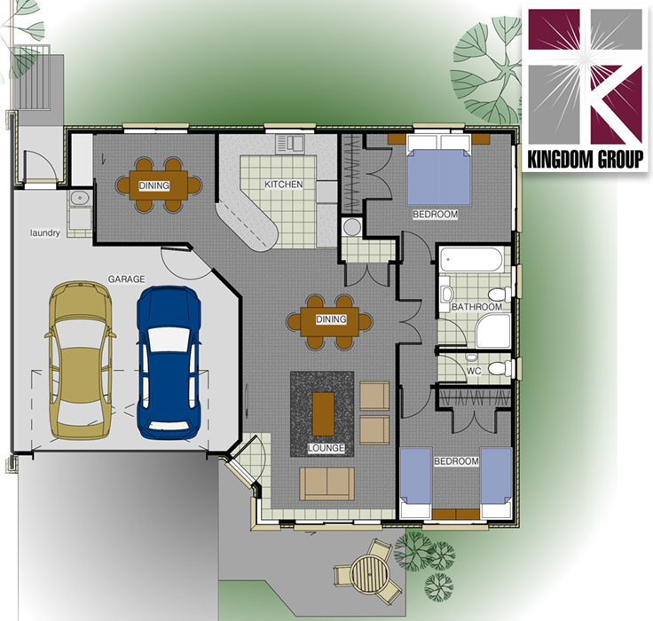 Rata (Double Garage, Version Two) 2 Bedroom, 1 Bathroom,  home with study and double garage available for sale in Bay of Plenty, NZ.