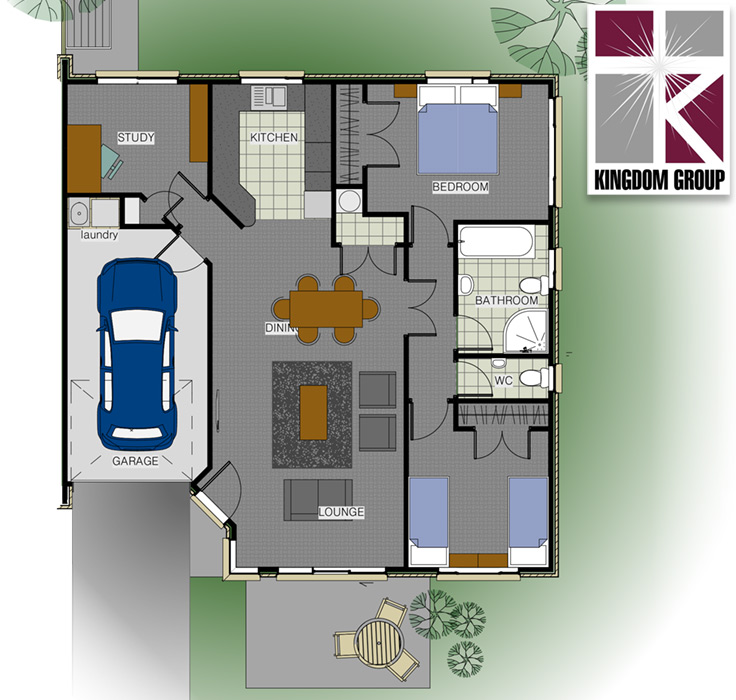 Rata (single Gararge) - Two Bedroom, single bathroom home with study and garage available for sale in Bay of Plenty, NZ.